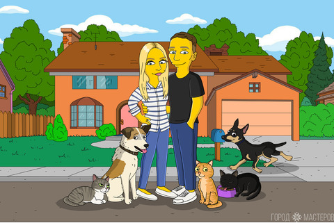 Уникальный портрет в стиле Симпсоны