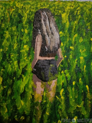 Картина акрилом Рапсовое поле - 3