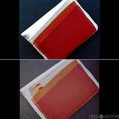 Из натуральной кожи кошелек 4 кармана - 3