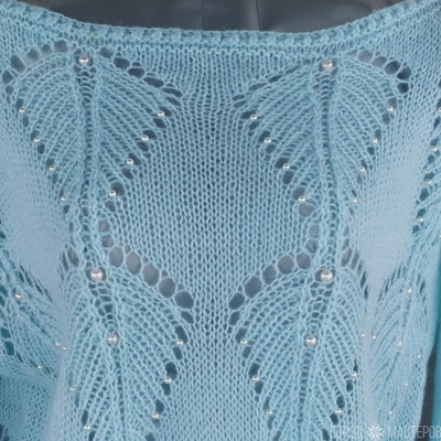 Джемпер с ажурными листьями. - 4