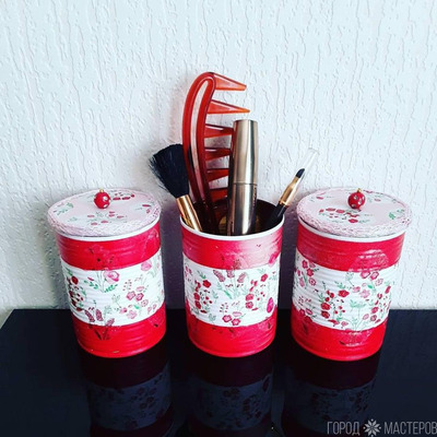 Декупаж интерьерные банки шкатулки - 3