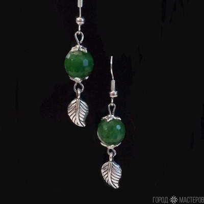 С натуральными агатами кожаный браслет и серьги - 2