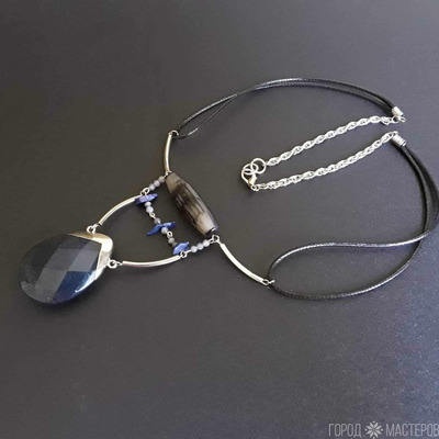 Лазурит, аметист колье и серьги - 4