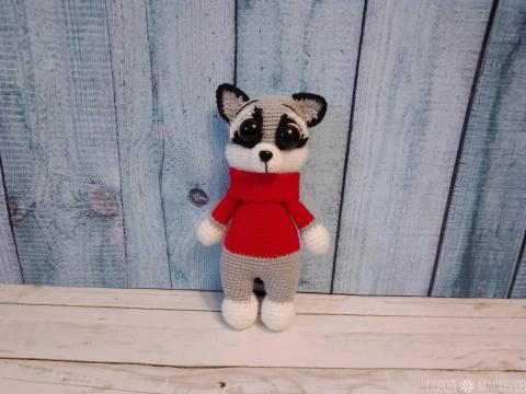 Вязаный енот.Ручная работа.21 см.