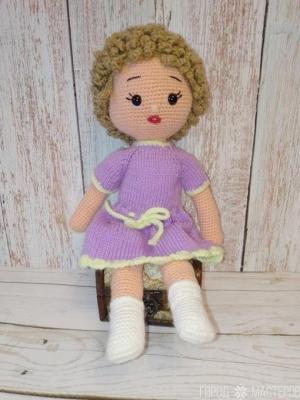 Вязаная девочка 33 см. Ручная работа - 3