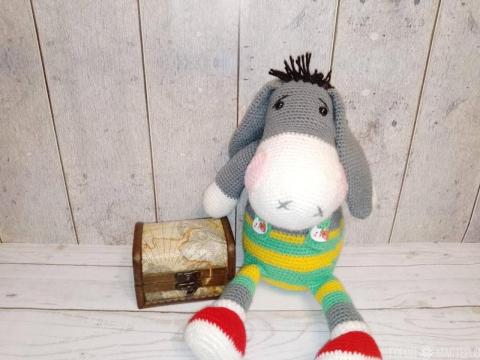 Вязаный ослик крючком 31 см. Ручная работа - 3