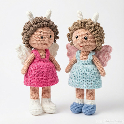 Вязаная девочка-ангел 25 см. Ручная работа