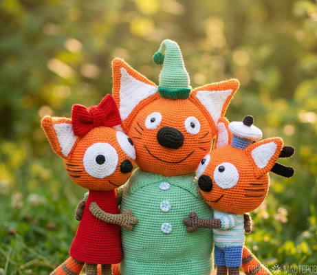 Вязаные Три кота. Карамелька,коржик,кампот