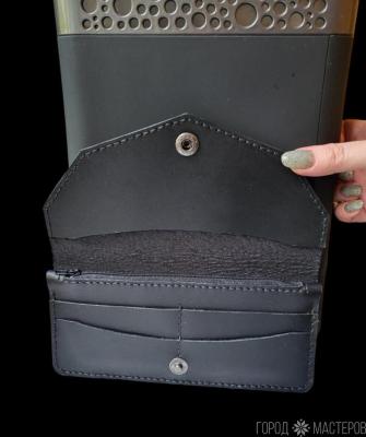 Кошелек черный из натуральной кожи