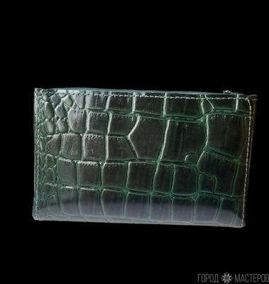 Косметичка зеленая лаковая из настоящей кожи - 5