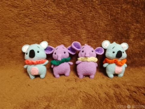 Вязаные брелочки слоники,панда 10-12 см. Ручная работа - 2