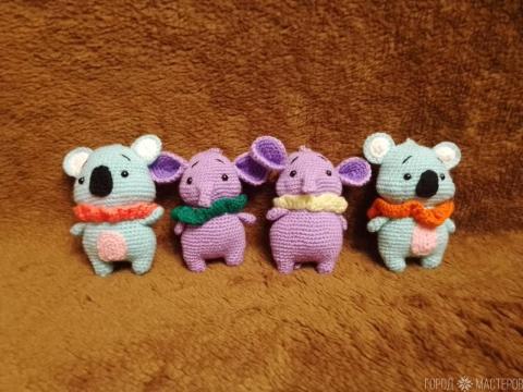 Вязаные брелочки слоники,панда 10-12 см. Ручная работа - 4