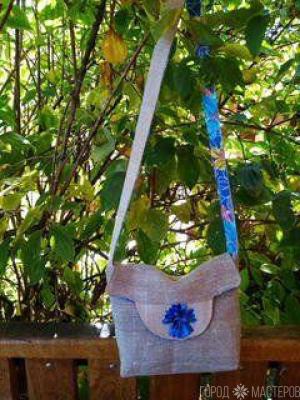 Льняная сумка "Василек" для маленькой модницы.