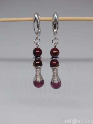 Серьги "Рубиновый блеск" с гранатом - 2