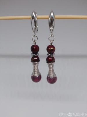 Серьги "Рубиновый блеск" с гранатом - 3