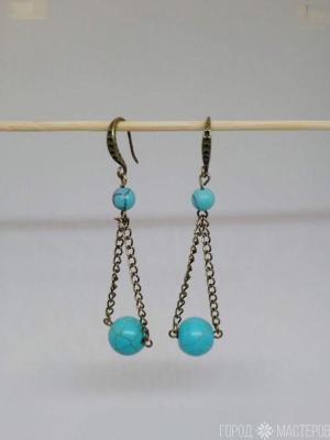 Серьги с натуральной бирюзой - 2