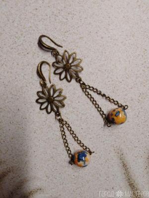 Серьги из натуральой тигровой яшмы