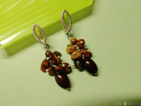 Серьги "ТИГРОВЫЙ ОБЕРЕГ" с натуральным тигровым глазом - 2