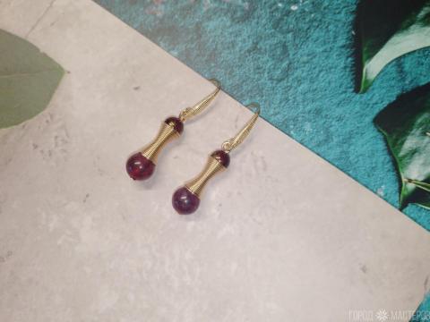 Серьги "гранатовый блеск" с натуральным гранатом - 4