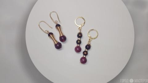 Серьги с натуральным гранатом - 4