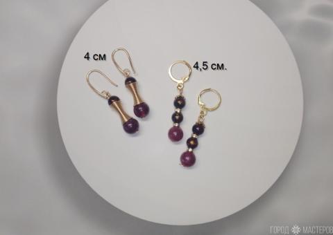 Серьги с натуральным гранатом - 5