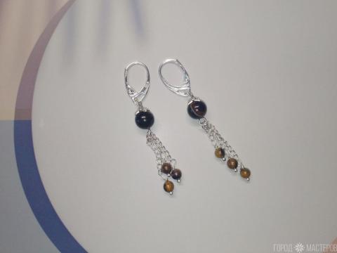 Серьги с натуральным тигровым глазом - 2