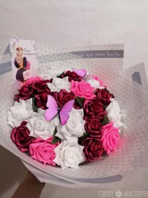 Букет роз из атласных лент - 2