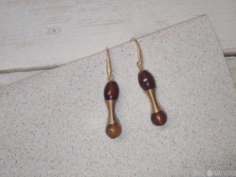 Серьги с натуральным тигровым глазом ШАРМ - 2