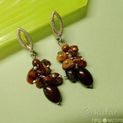 Серьги с натуральными камнями.Ручная работа