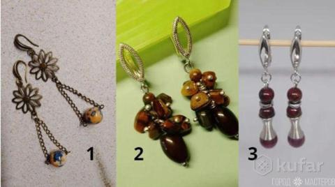 Серьги с натуральными камнями.Ручная работа - 2