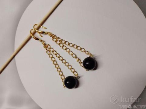 Серьги с натуральным агатом.Ручная работа