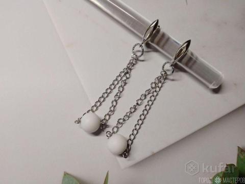 Серьги с натуральным агатом.Ручная работа - 3