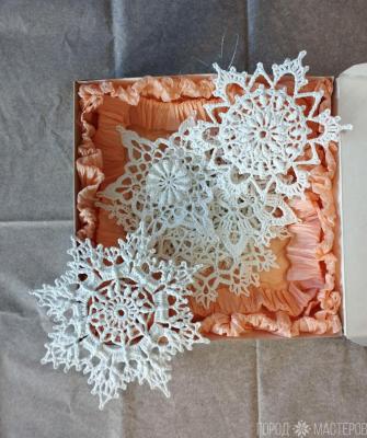 Набор новогодних снежинок, 10 шт. Диаметр 12 - 14 см. - 4