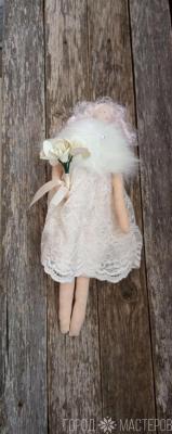Кукла тильда Невеста с букетом роз - 4