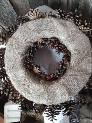 Новогодний рождественский венок ручной работы из природных материалов - 2