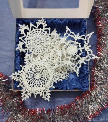 Набор новогодних снежинок на ёлку 10 шт. Диаметр 14-16 см.