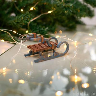 Объёмная деревянная елочная игрушка - 5