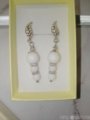 Серьги "Белоснежная нежность" с натуральным агатом - 3