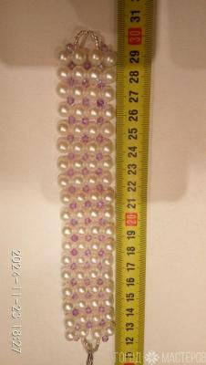 Браслет жемчуг с гранёнными кристаллами фуксия\В подарочной упаковке +15 бел. руб. - 2