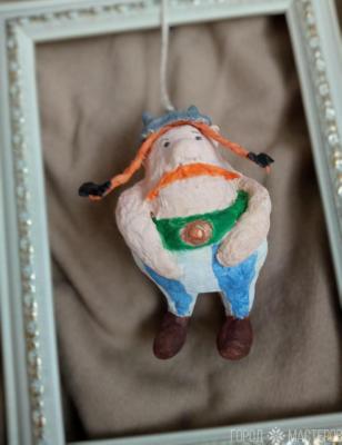 Обеликс - ватная игрушка ручной работы Рождественский декор. Праздничные подарки