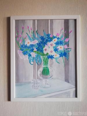 Голубой букет,  масло