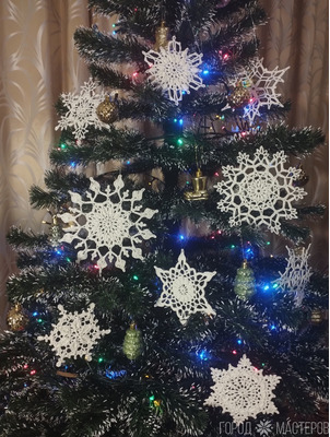 Набор новогодних снежинок на ёлку 10 шт. Диаметр 14-16 см. - 4
