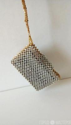 КАРТХОЛДЕР из дорогостоящих качественных бусин (серебро - золото) магнитная застёжка - 5