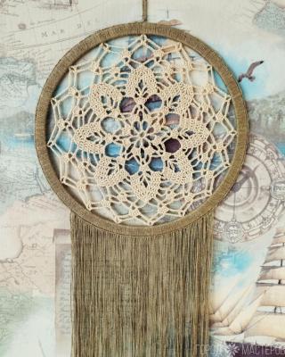 Панно для интерьера в стиле Бохо. Диаметр 24см.