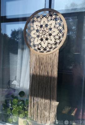 Панно для интерьера в стиле Бохо. Диаметр 24см. - 4