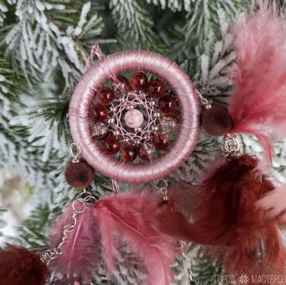 Ловец снов в автомобиль и домашний интерьер Пудровый