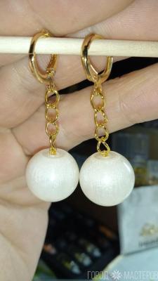 Серьги "жемчуг "из ювелирной смолы. - 2