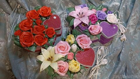 Шкатулка светильник. Цветы. Букет. Подарок - 4