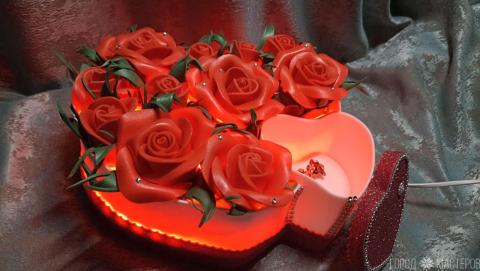 Шкатулка светильник. Цветы. Букет. Подарок - 3