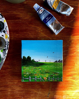 Авторский холст с мини мольбертом